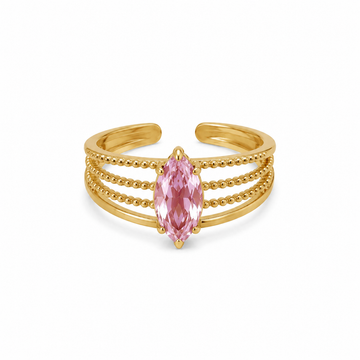 Anillo Marquesa Rosa - Ajustable - Enchape de Oro 18k