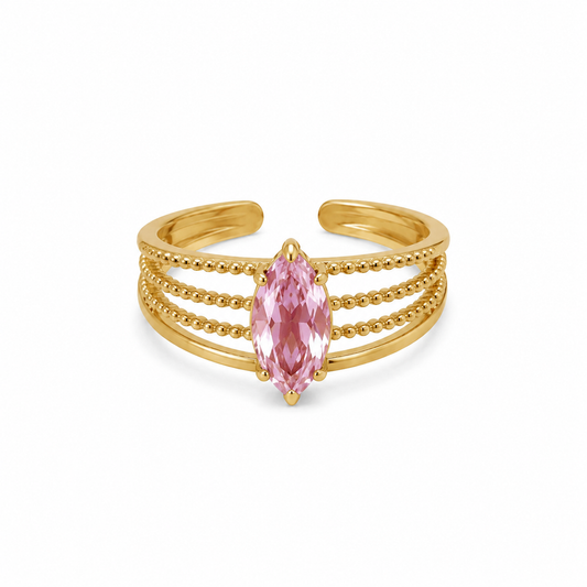 Anillo Marquesa Rosa - Ajustable - Enchape de Oro 18k