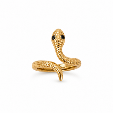 Anillo Serpiente Cobra - Ajustable - Enchape de Oro