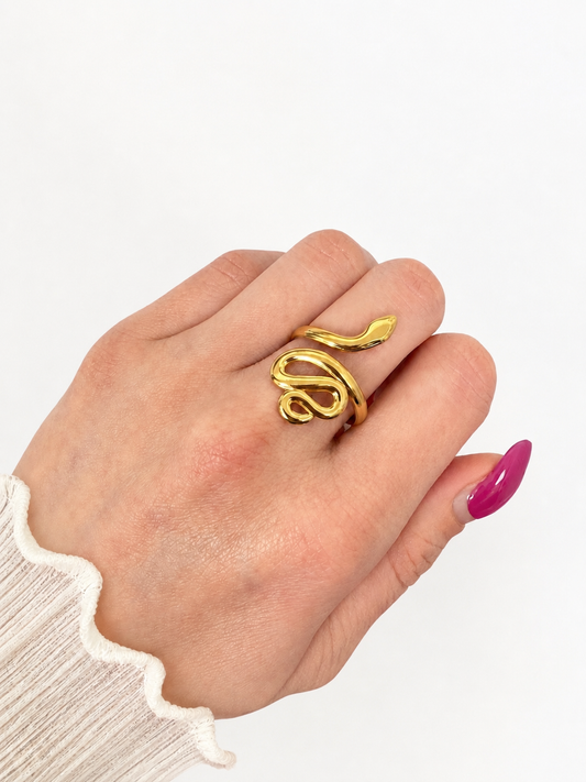 Anillo Serpiente - Ajustable - Enchape de Oro 18k