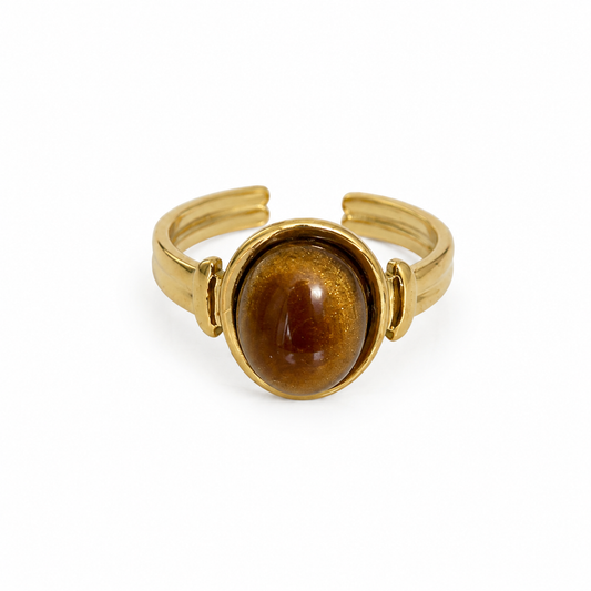 Anillo Ámbar - Ajustable - Enchape de Oro 18k