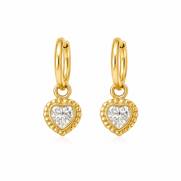 Argollas Corazón Brillante - Enchape de Oro 18k