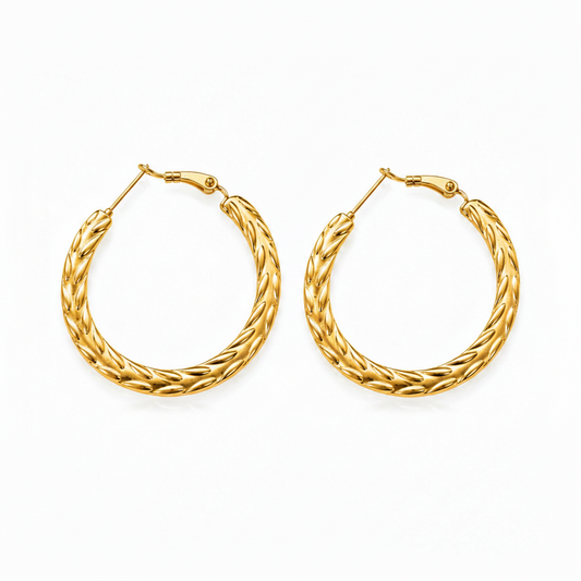 Argollas Espiga - Enchape de Oro 18k