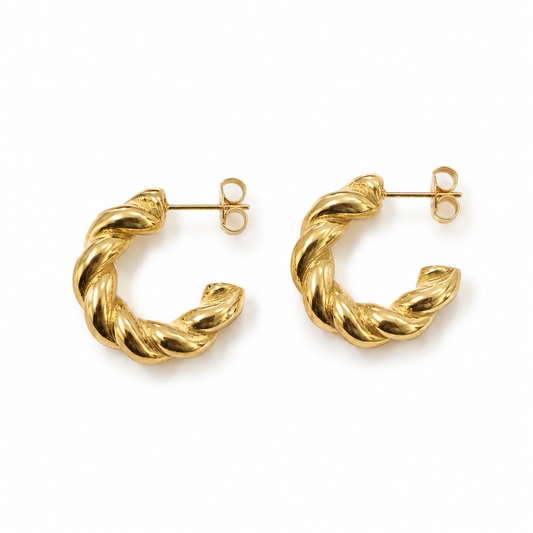 Argollas Gold Twist - 2,3cm - Enchape de Oro 18k