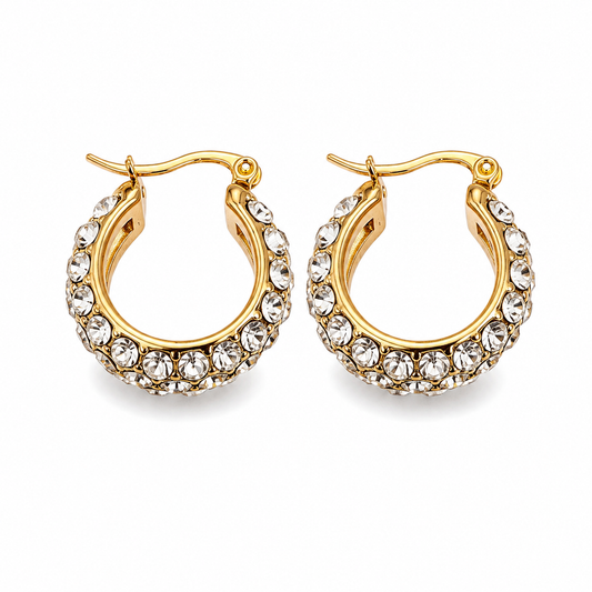 Argollas Pavé Brillante - Enchape de Oro 18k