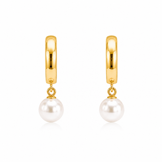 Argollas Perla Clásica - Enchape de Oro 18k