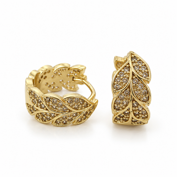 Argollas mini Hojas - Baño de Oro 18k
