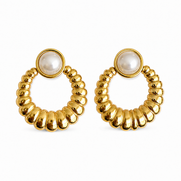 Aros Perla Orbital - Enchape de Oro 18k