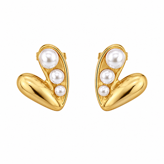 Aros Celestia perlada - Enchape de Oro 18k