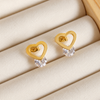 Aros Corazón Cristal - Enchape de Oro 18k