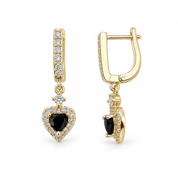 Aros Corazón Noir - Baño de Oro 18k