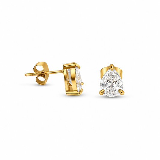 Aros Gota Cristal mini - Enchape de Oro 18k