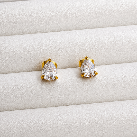 Aros Gota Cristal mini - Enchape de Oro 18k