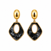 Aros Nácar Noir - Enchape de Oro 18k
