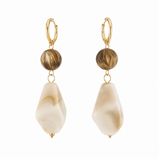 Aros Piedra Mármol Elegance - Enchape de Oro 18k