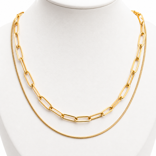 Cadena Doble Éclat - Enchape de Oro 18k