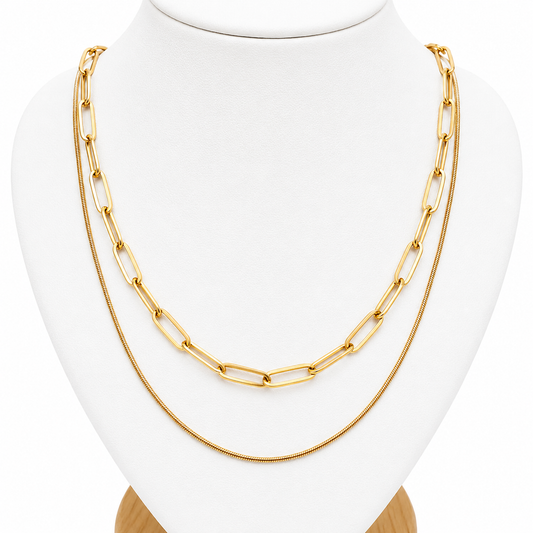 Cadena Doble Éclat - Enchape de Oro 18k