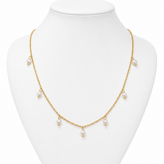 Collar Perlas Colgantes - Enchape de Oro 18k