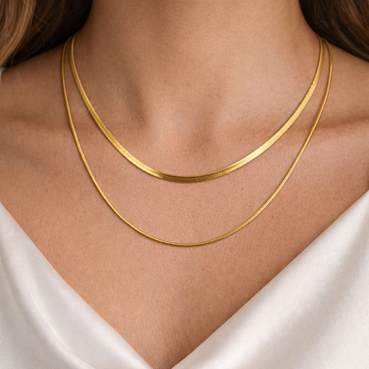 Collar Doble Serpiente - Enchape de Oro 18k - Ajustable
