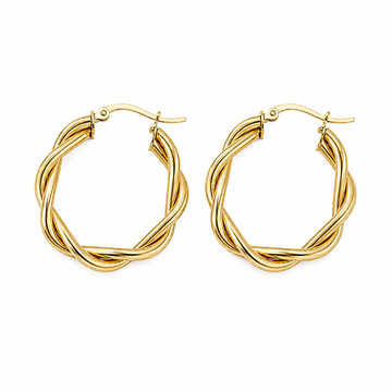 Argollas Onduladas Twist - 3 cm - Enchape de Oro 18k