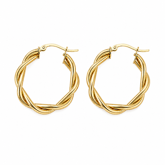 Argollas Onduladas Twist - 3 cm - Enchape de Oro 18k