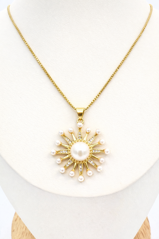 Collar Sol Perlado – Baño Oro 18K