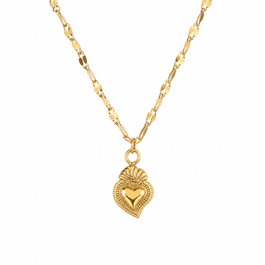 Collar Corazón Divino - Enchape de Oro 18k - 43cm