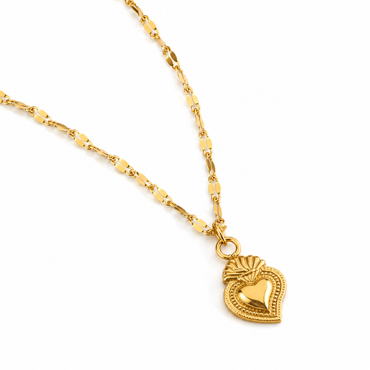 Collar Corazón Divino - Enchape de Oro 18k - 43cm