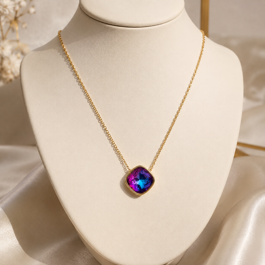 Collar Cristal Aurora - Enchape de Oro 18k