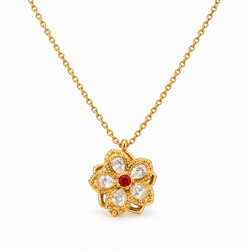 Collar Flor giratoria para la ansiedad - Enchape de Oro 18k