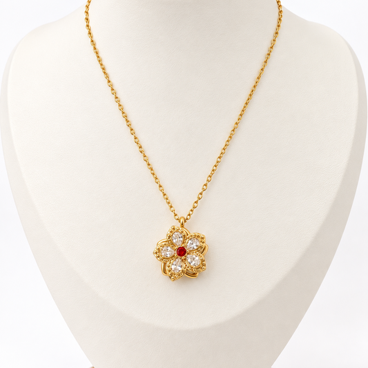 Collar Flor giratoria para la ansiedad - Enchape de Oro 18k