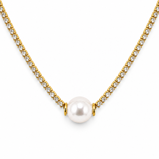Collar Tennis Perla Imperial - Enchape de Oro 18k