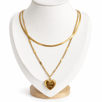 Collar Doble Corazón - Enchape de Oro 18k