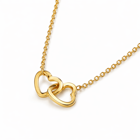 Collar Corazones Entrelazados - Enchape Oro 18k