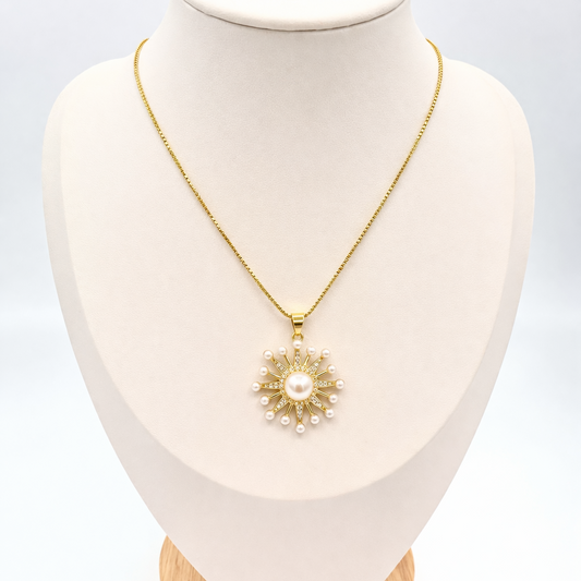 Collar Sol Perlado – Baño Oro 18K