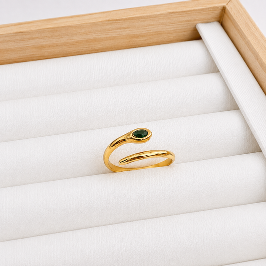 Anillo Serpiente - Ajustable - Enchape de Oro 18k
