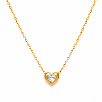 Collar Corazón Cristal Blanco Amour - Enchape de Oro 18k