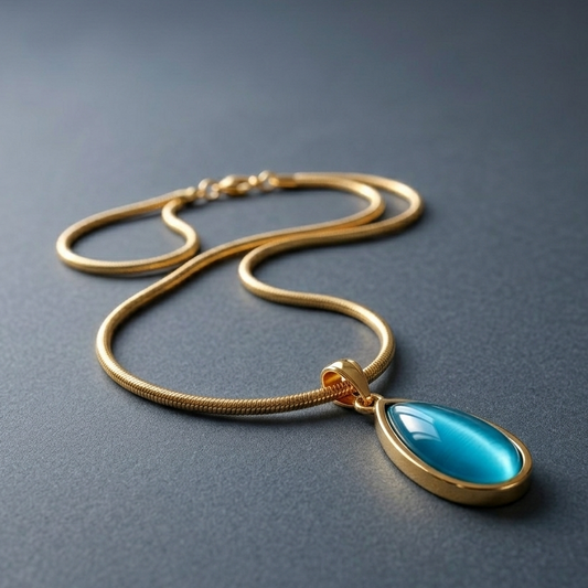 Collar Gota Turquesa 2- Enchape de Oro 18k