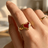 Anillo Corazón Carmesí - Enchape de Oro 18k - Ajustable