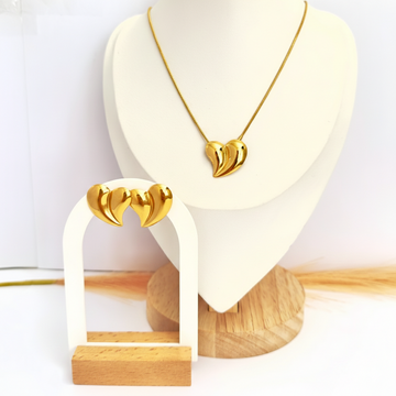 Conjunto Corazones en Relieve Oro