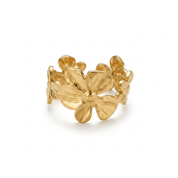 Anillo Jardín Floral - Enchape de Oro 18k - Ajustable