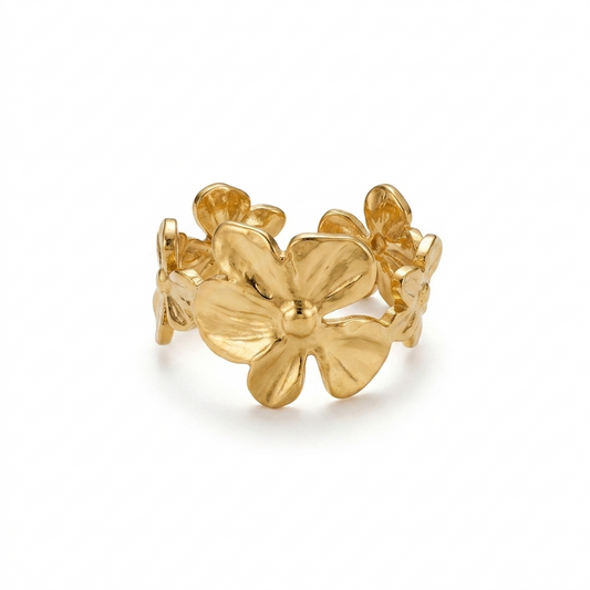 Anillo Jardín Floral - Enchape de Oro 18k - Ajustable