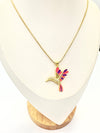 Collar de colibrí Rosa - Baño de Oro