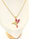 Collar de colibrí Rosa - Baño de Oro