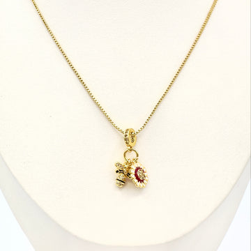 Collar Dúo Floral Carmesí – Baño Oro 18K