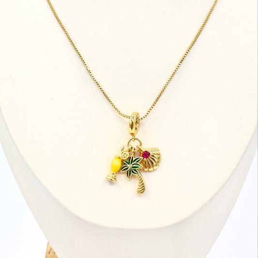 Collar Charms Tropicales – Baño Oro 18K