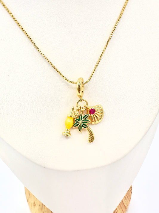 Collar Charms Tropicales – Baño Oro 18K
