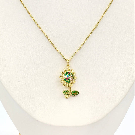 Collar Girasol Lumina Multicolor – Baño Oro 18K