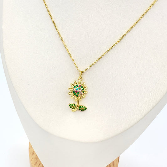 Collar Girasol Lumina Multicolor – Baño Oro 18K
