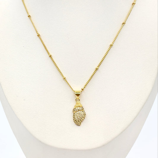 Collar Concha Marina Texturizada - Baño de Oro 18k